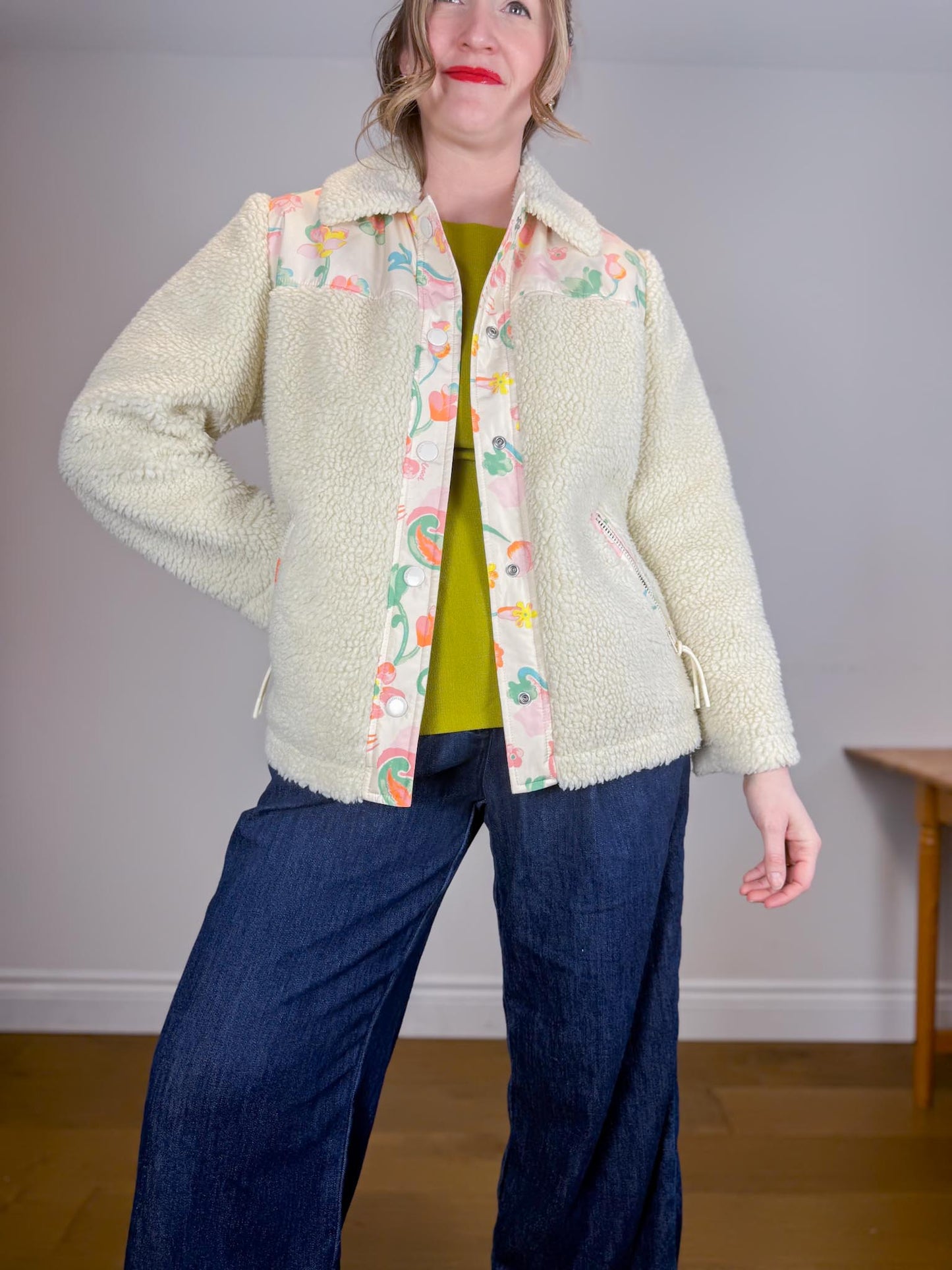 COACH Designer "Blocked Floral Sherpa Jacket" (Size S/M)