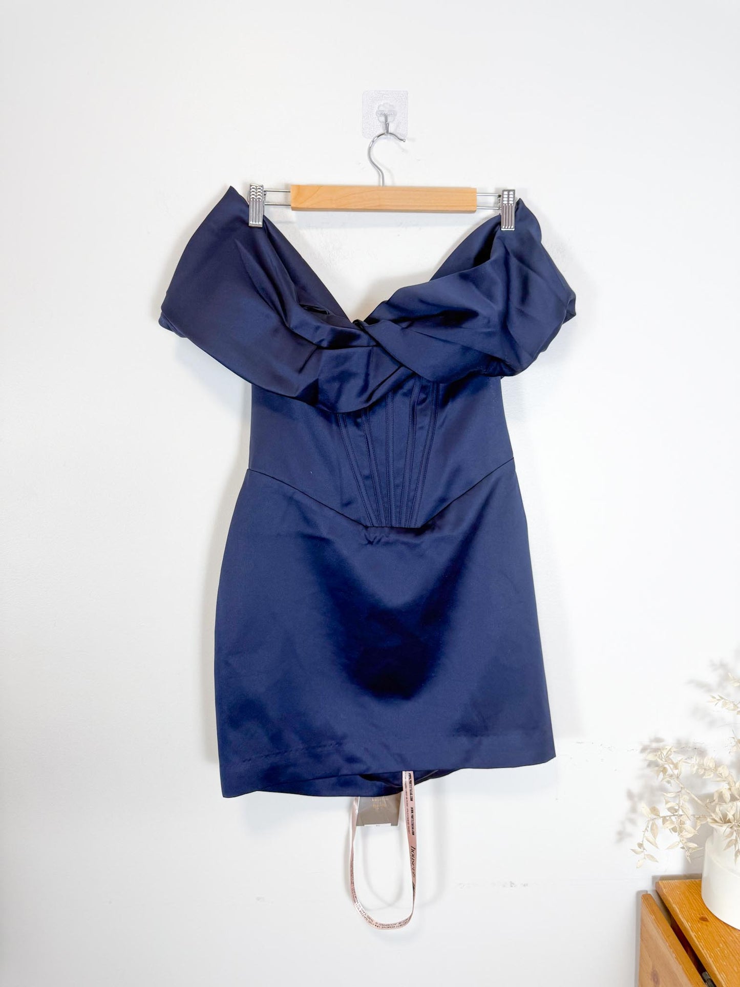 House of CB Satin Mini Dress in Blue (Size L)