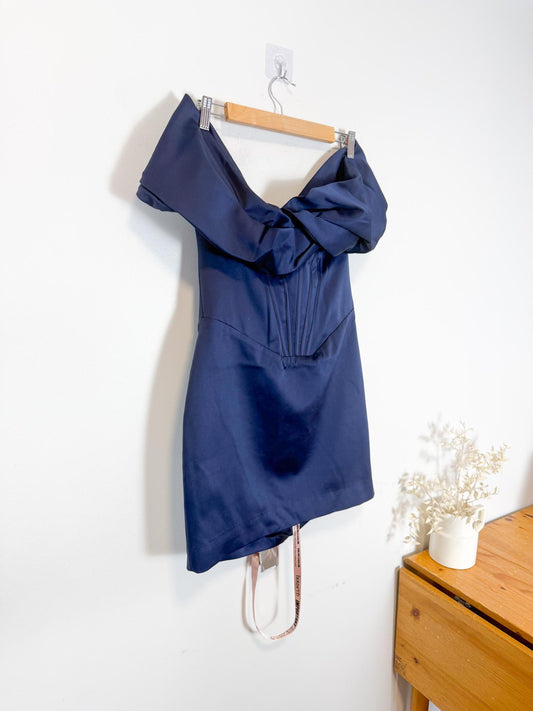 House of CB Satin Mini Dress in Blue (Size L)