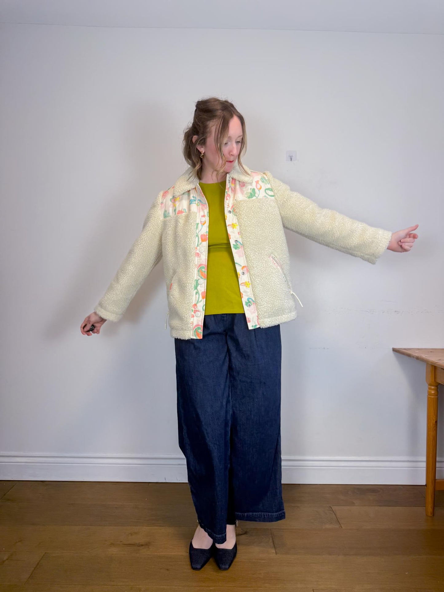 COACH Designer "Blocked Floral Sherpa Jacket" (Size S/M)