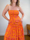 Anthropologie Abel the Label Strapless Smocked Maxi Dress in Pink/Orange Floral (Size M/L)