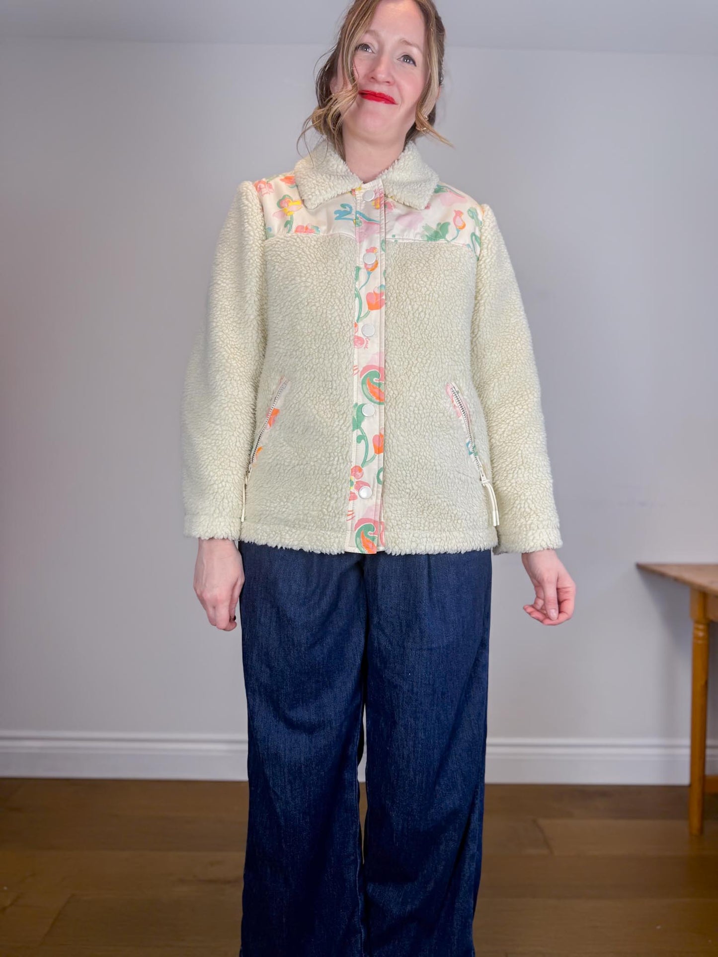 COACH Designer "Blocked Floral Sherpa Jacket" (Size S/M)