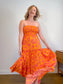 Anthropologie Abel the Label Strapless Smocked Maxi Dress in Pink/Orange Floral (Size M/L)