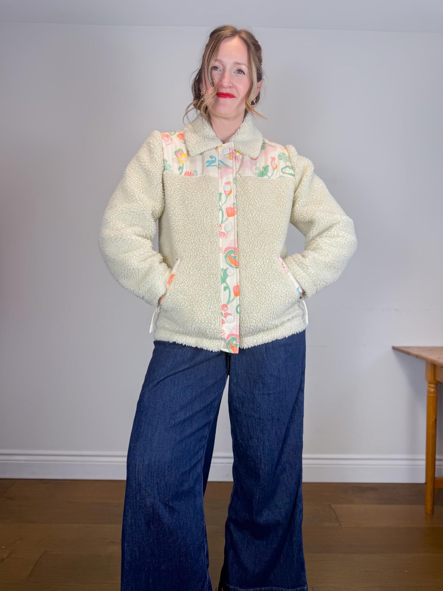 COACH Designer "Blocked Floral Sherpa Jacket" (Size S/M)