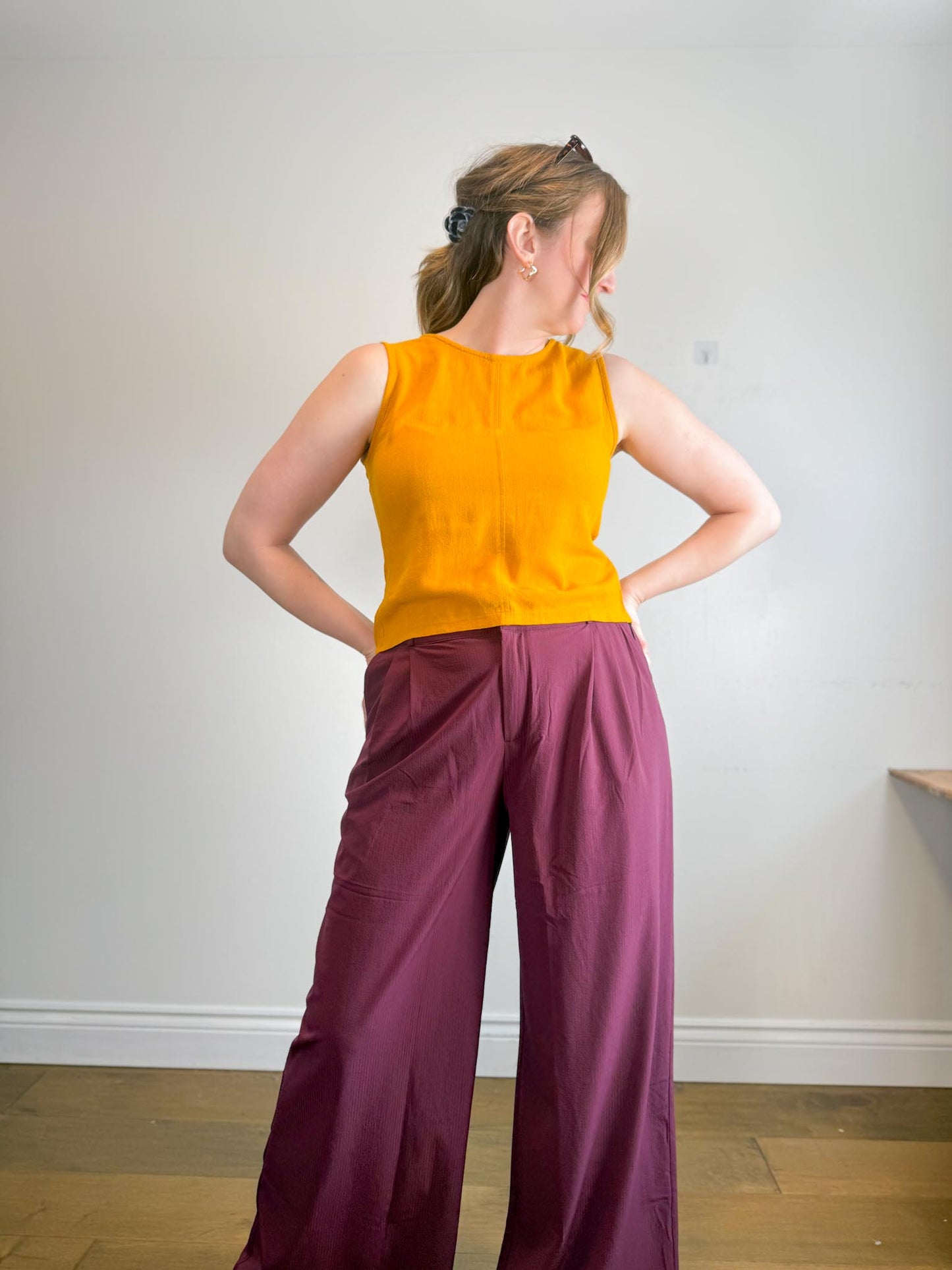 Eve Gravel Sustainable Linen Sleeveless Top in Mustard (Size S/M)
