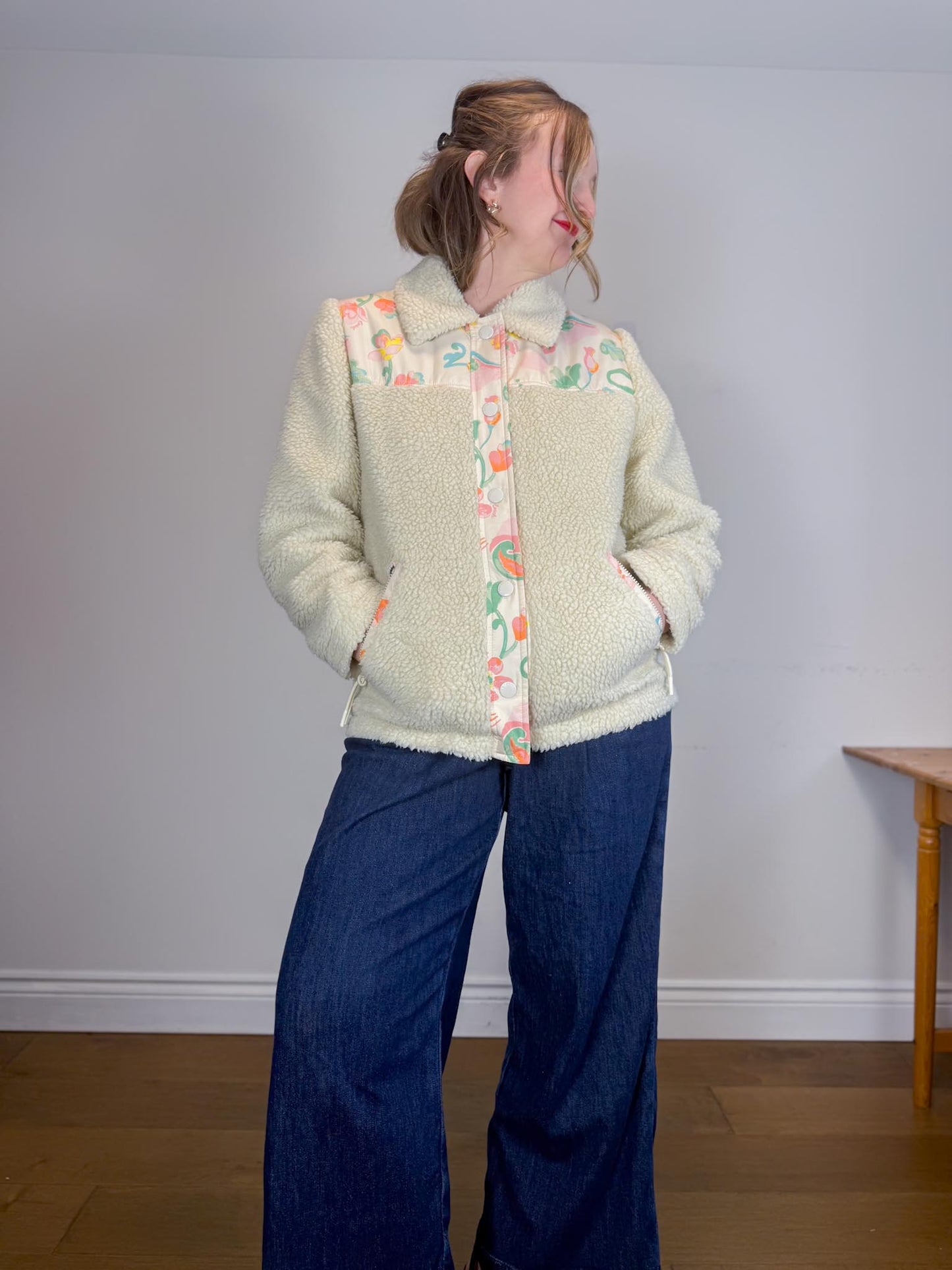 COACH Designer "Blocked Floral Sherpa Jacket" (Size S/M)