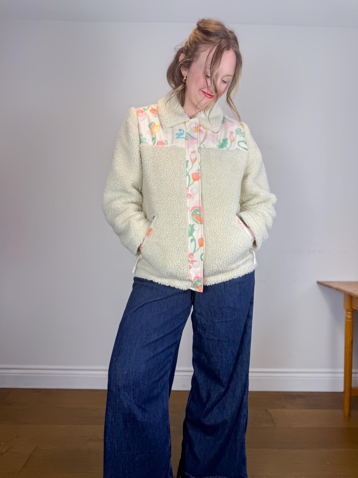 COACH Designer "Blocked Floral Sherpa Jacket" (Size S/M)