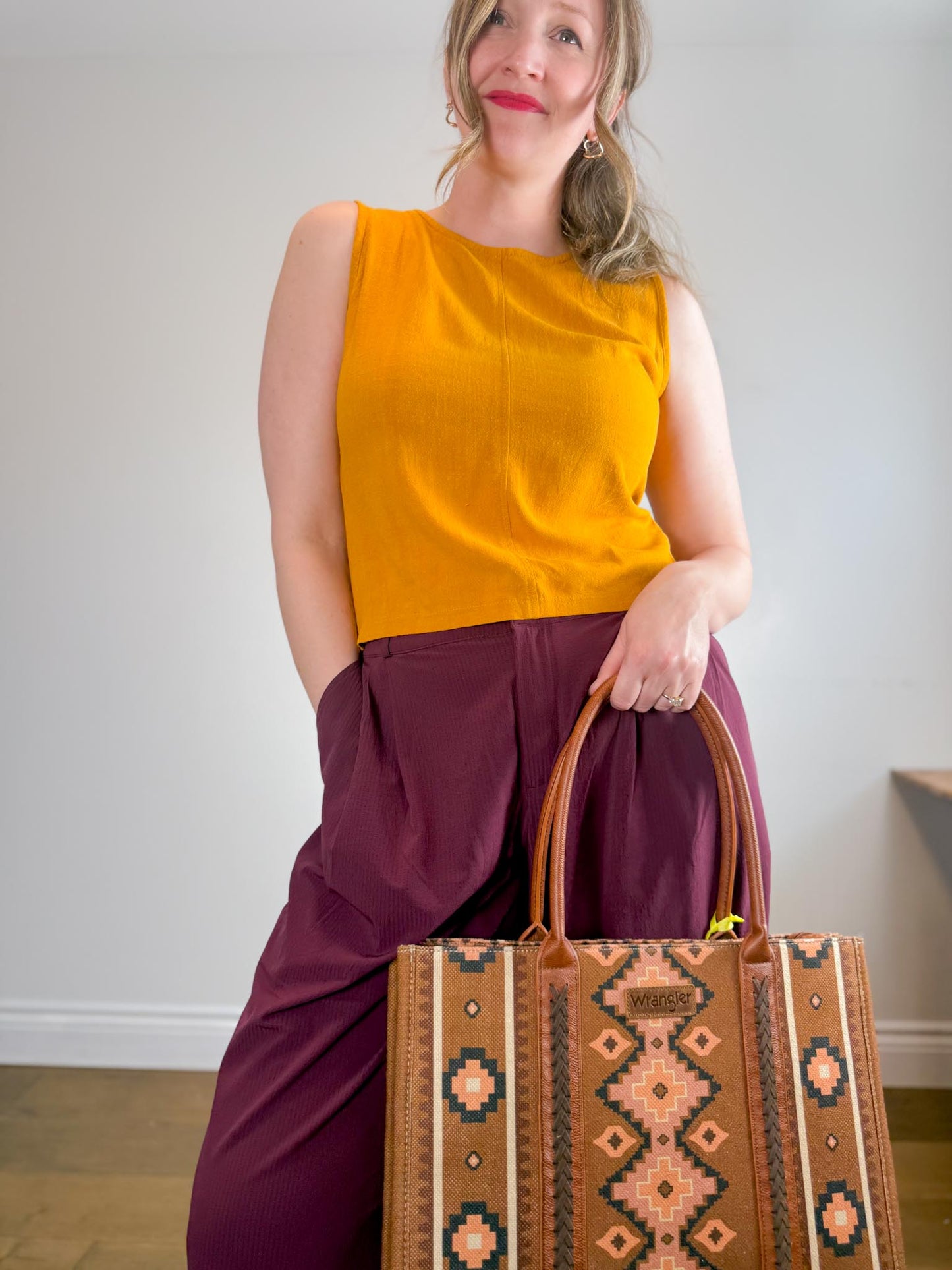 Eve Gravel Sustainable Linen Sleeveless Top in Mustard (Size S/M)