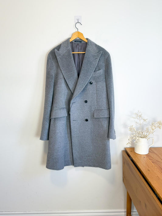 SUITSUPPLY Designer Llama Wool Peacoat in Grey (Size XL)