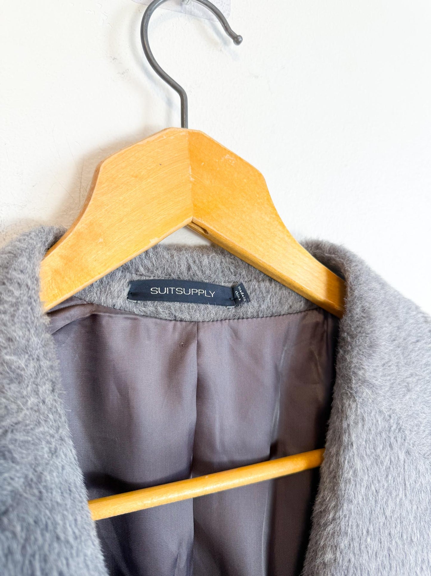 SUITSUPPLY Designer Llama Wool Peacoat in Grey (Size XL)