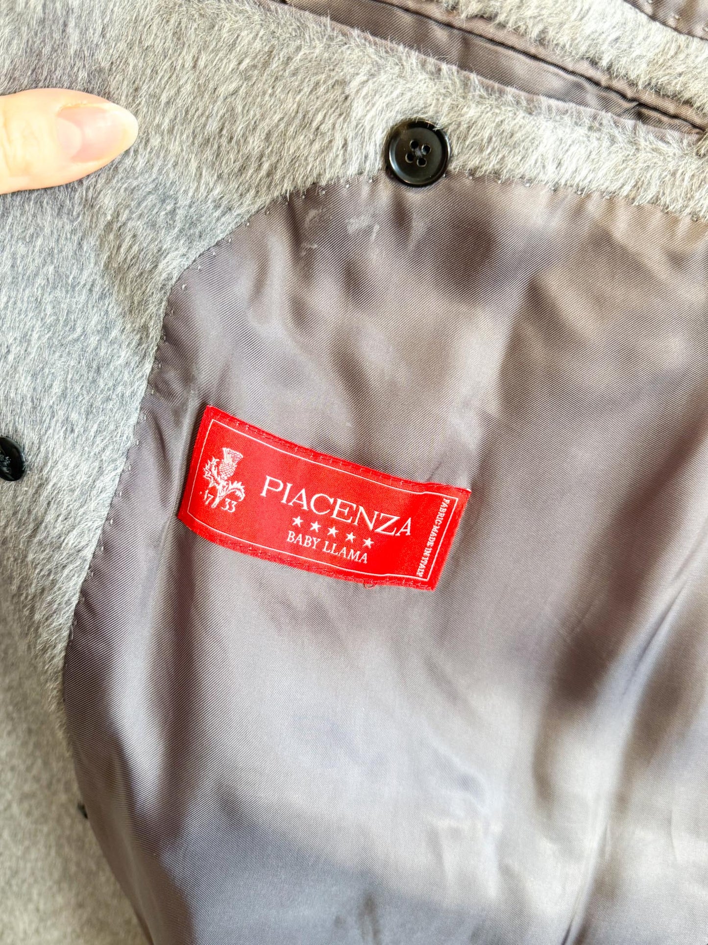 SUITSUPPLY Designer Llama Wool Peacoat in Grey (Size XL)