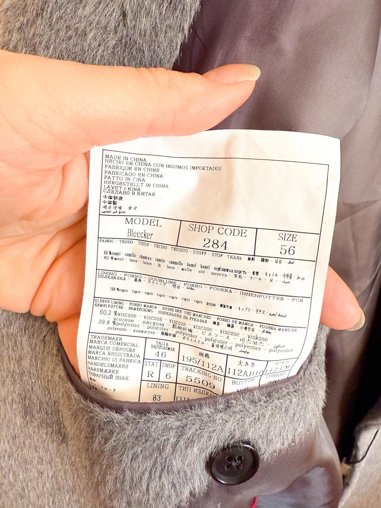 SUITSUPPLY Designer Llama Wool Peacoat in Grey (Size XL)