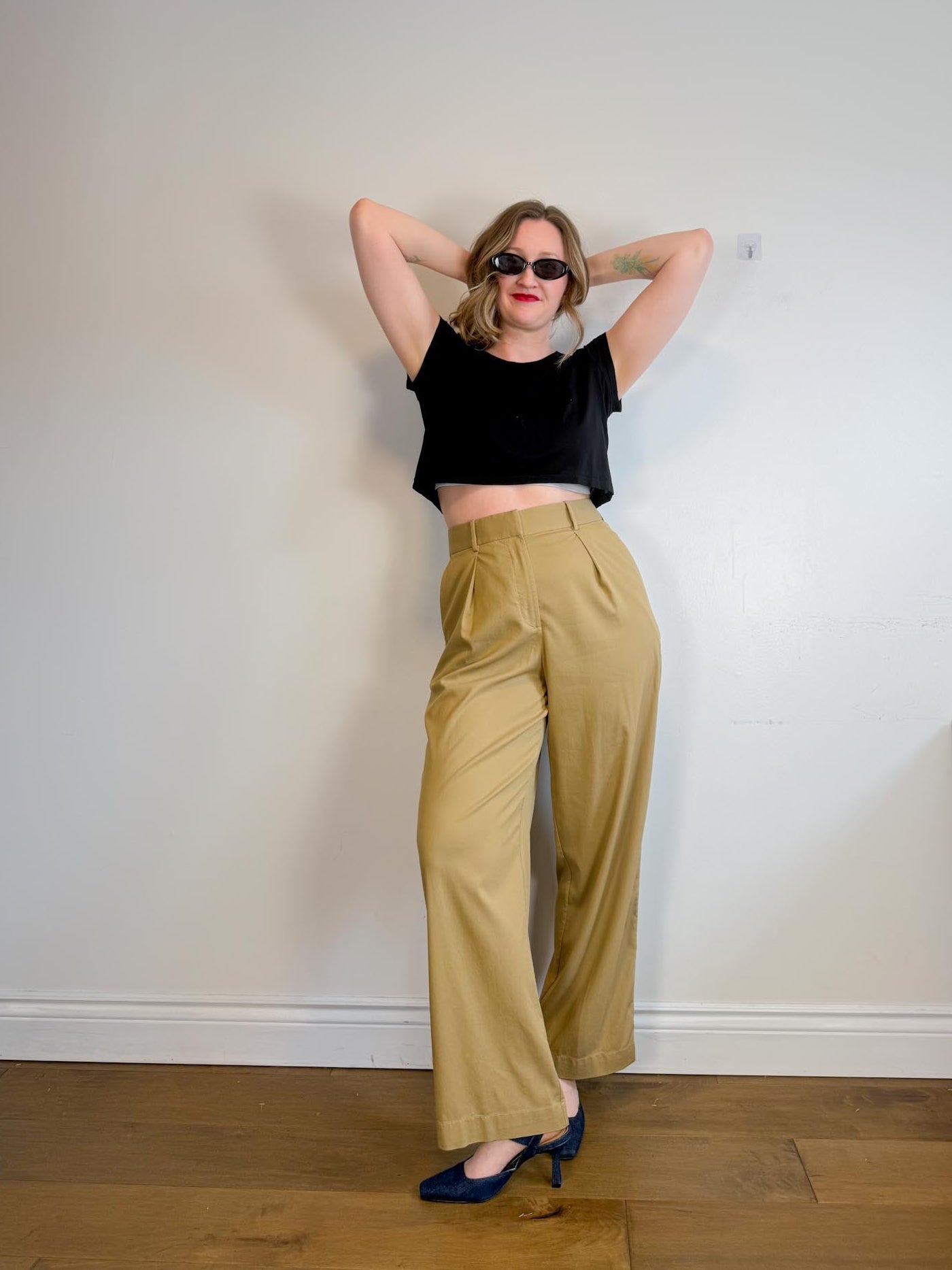 Lululemon High Rise Wide Leg Trousers in Golden Beige (Size 10)