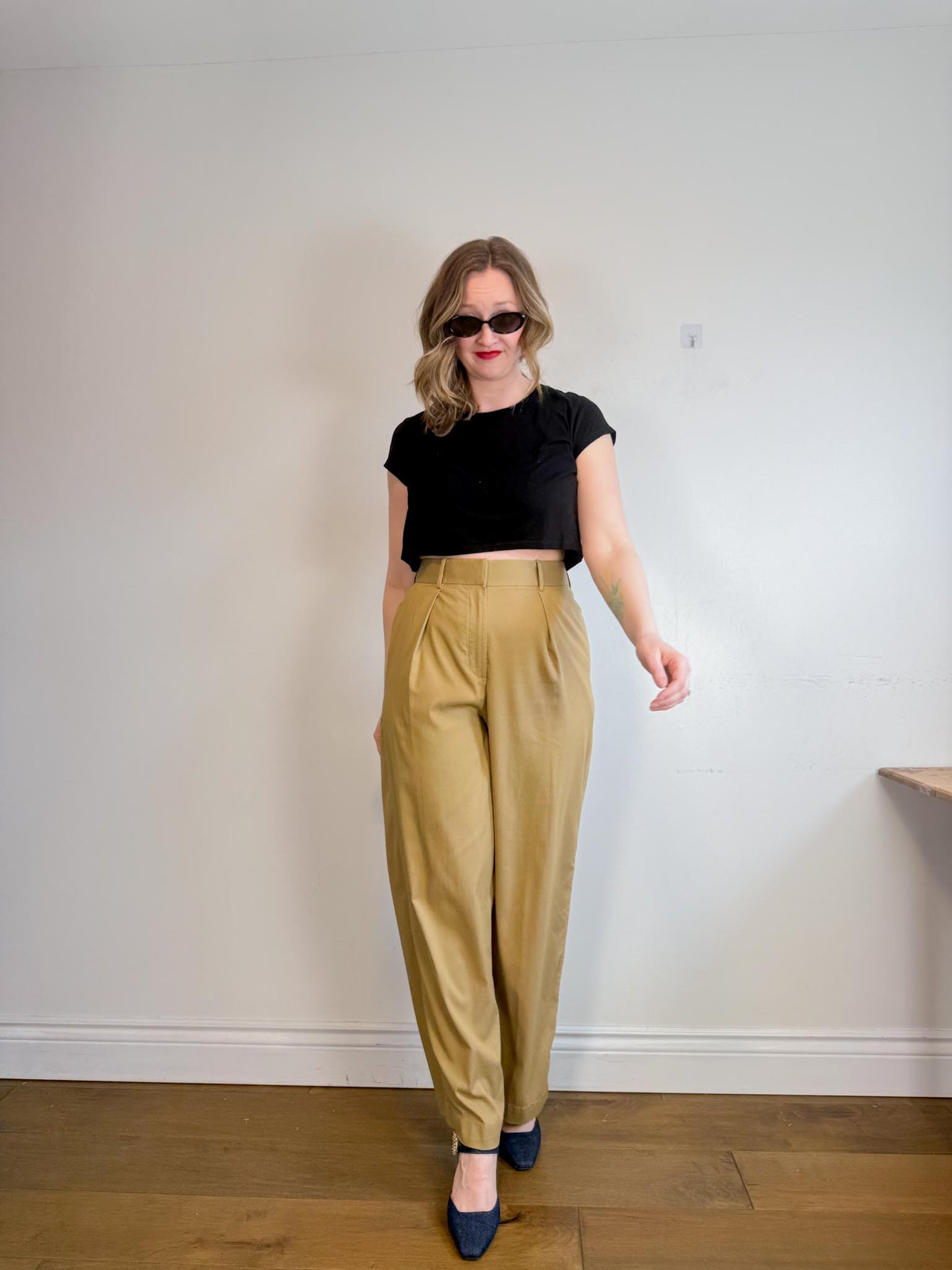 Lululemon High Rise Wide Leg Trousers in Golden Beige (Size 10)