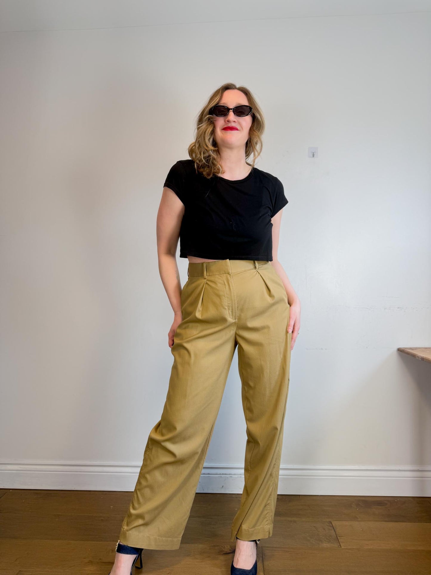 Lululemon High Rise Wide Leg Trousers in Golden Beige (Size 10)