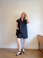 SHAMASK "Classic Shirt Dress in Cotton Poplin in Black" (Size M/L)