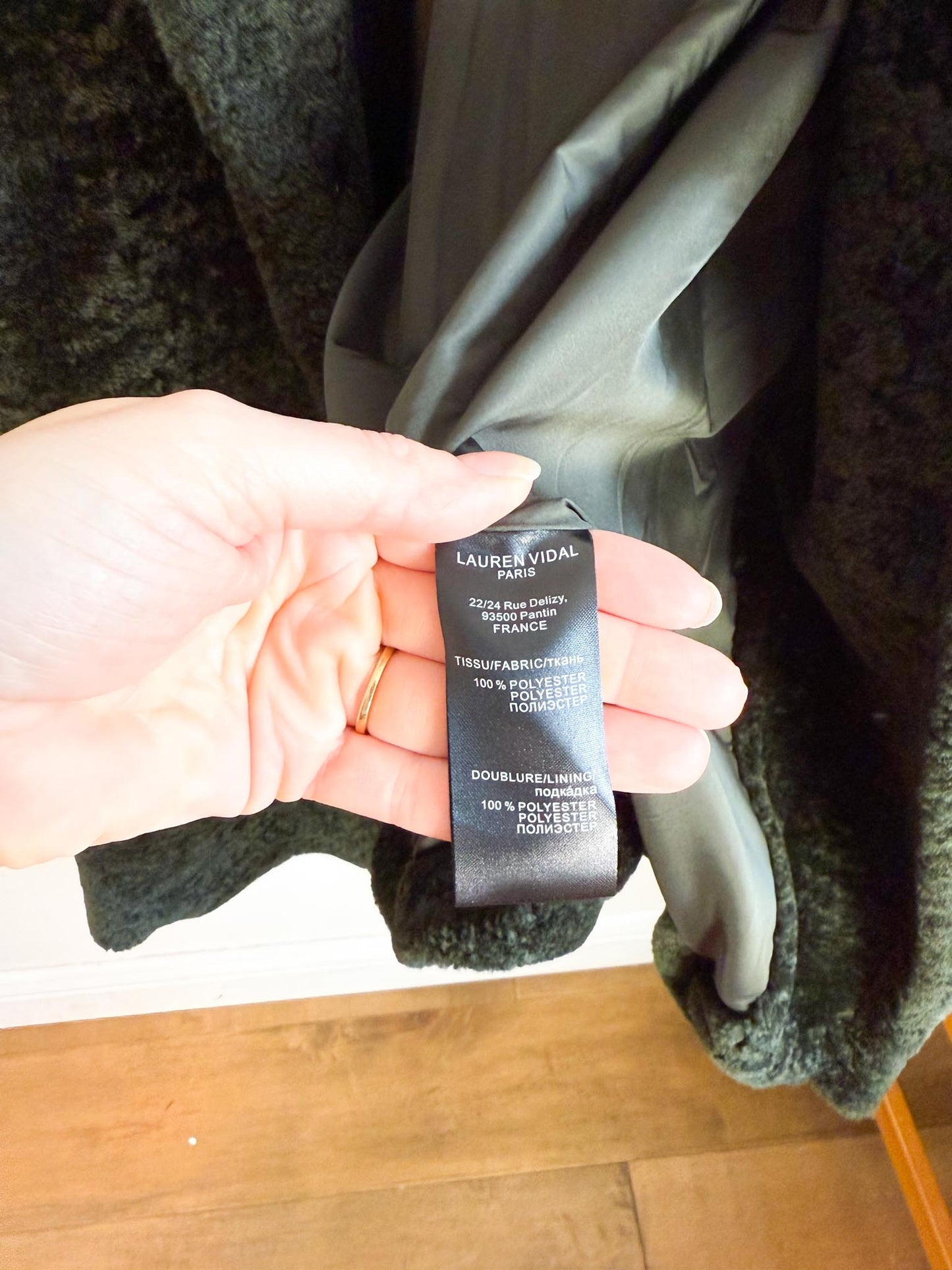 LAUREN VIDAL "Luna Faux Fur Shearling Jacket in Dark Green" (Size M/L)