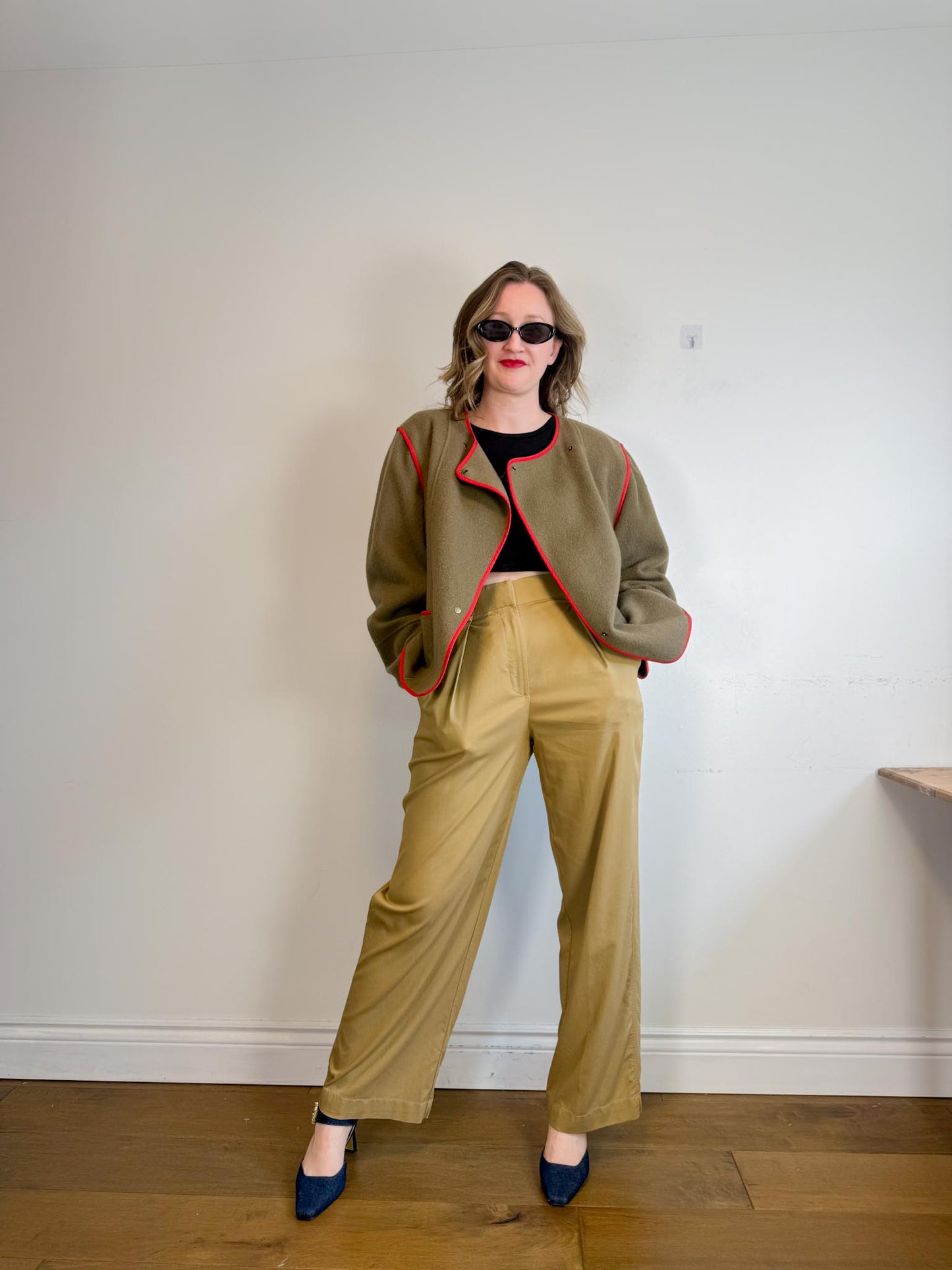 Lululemon High Rise Wide Leg Trousers in Golden Beige (Size 10)