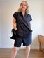 SHAMASK "Classic Shirt Dress in Cotton Poplin in Black" (Size M/L)