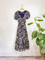 Ralph Lauren "Floral Cotton Voile Puff-Sleeve Dress" in Navy  (Size S)