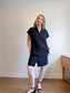 SHAMASK "Classic Shirt Dress in Cotton Poplin in Black" (Size M/L)