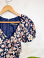 Ralph Lauren "Floral Cotton Voile Puff-Sleeve Dress" in Navy  (Size S)