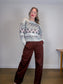 Lyla & Luxe "Landen Fair Isle Sweater in Grey/Pink" (Size S/M)