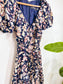 Ralph Lauren "Floral Cotton Voile Puff-Sleeve Dress" in Navy  (Size S)