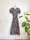 Ralph Lauren "Floral Cotton Voile Puff-Sleeve Dress" in Navy  (Size S)