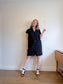 SHAMASK "Classic Shirt Dress in Cotton Poplin in Black" (Size M/L)