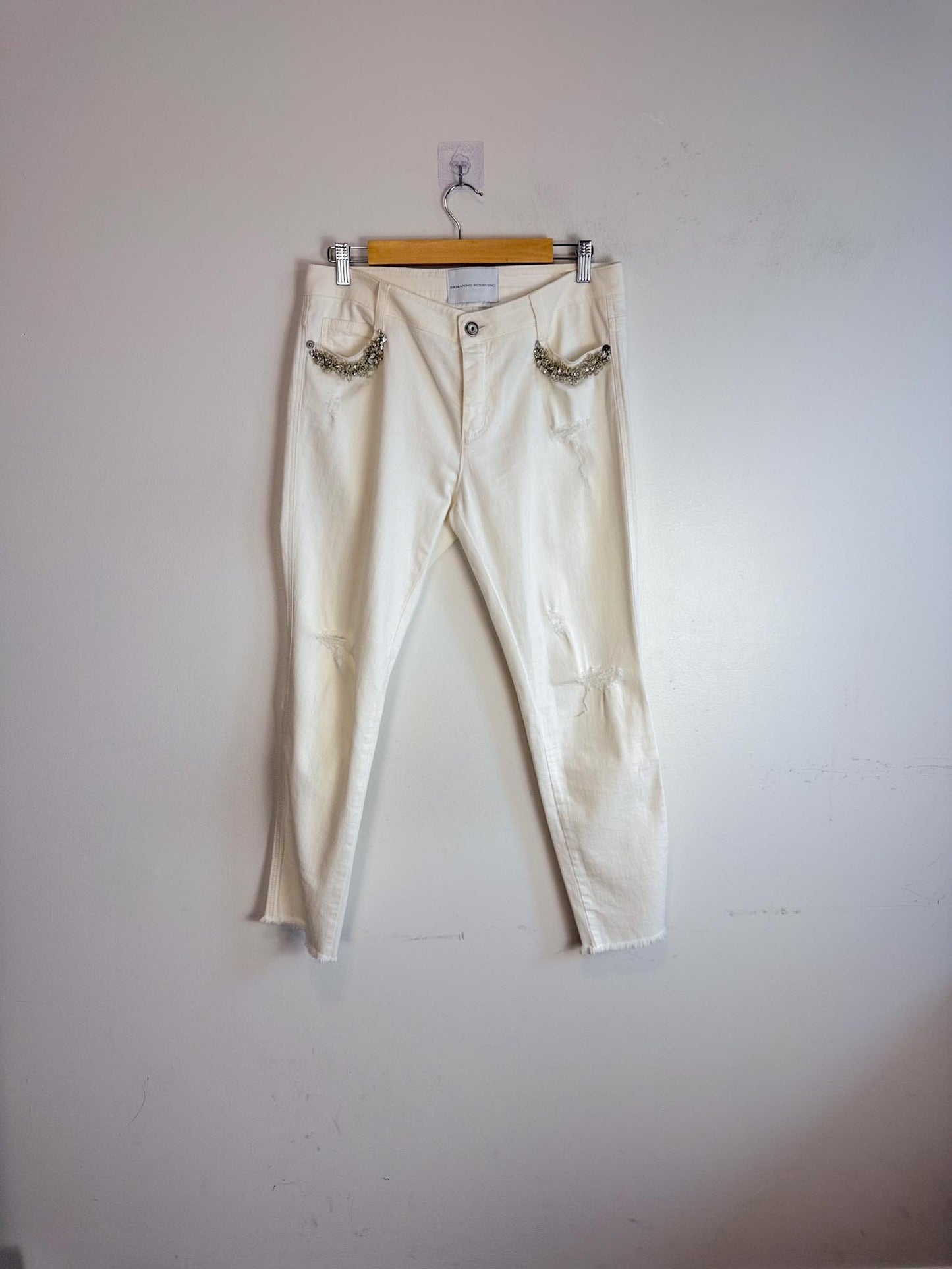 Ermanno Scervino Embellished Jeans in White (Size S/M)