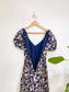 Ralph Lauren "Floral Cotton Voile Puff-Sleeve Dress" in Navy  (Size S)