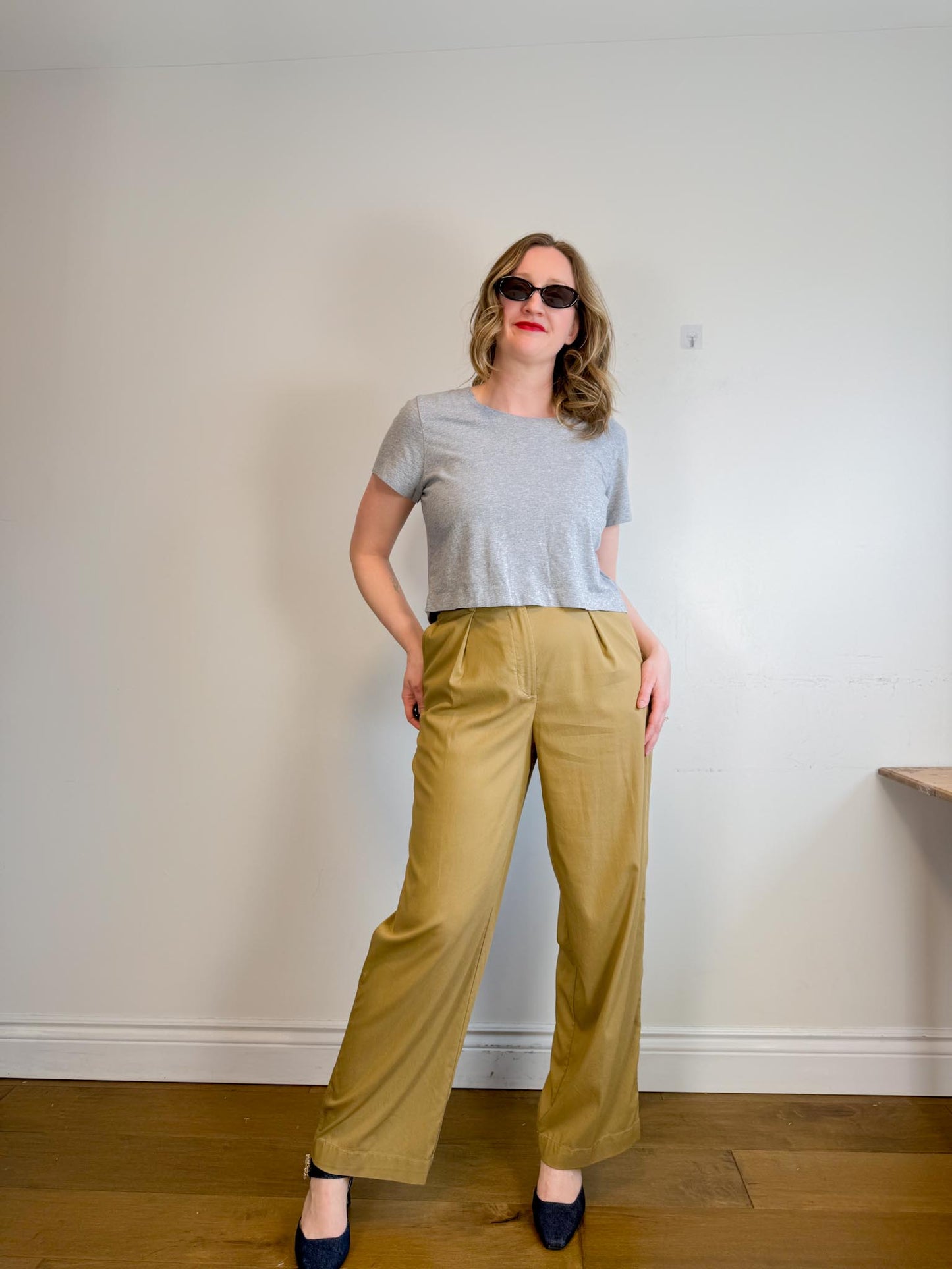 Lululemon High Rise Wide Leg Trousers in Golden Beige (Size 10)