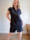 SHAMASK "Classic Shirt Dress in Cotton Poplin in Black" (Size M/L)