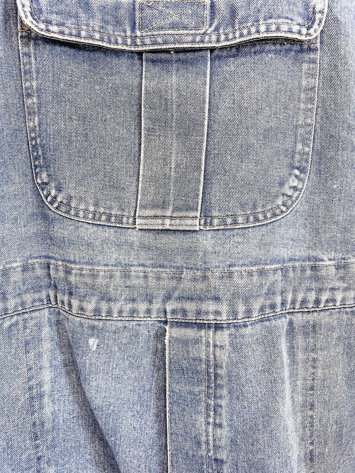 Vintage Short Denim Overalls (Size XXL)