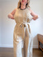 Banana Republic Wide Leg Linen Jumpsuit in Beige (Size 16)
