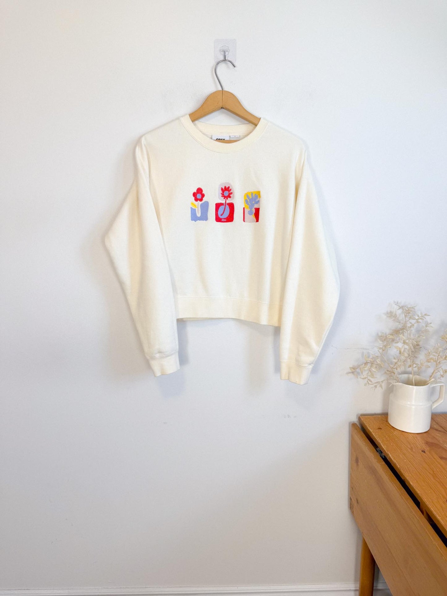 OBEY "Planter Crop Crewneck in Natural" (Size M)
