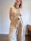 Banana Republic Wide Leg Linen Jumpsuit in Beige (Size 16)