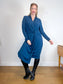 THE FOLD London Designer Long Sleeve Wrap Dress in Teal (Size XL)