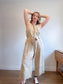 Banana Republic Wide Leg Linen Jumpsuit in Beige (Size 16)