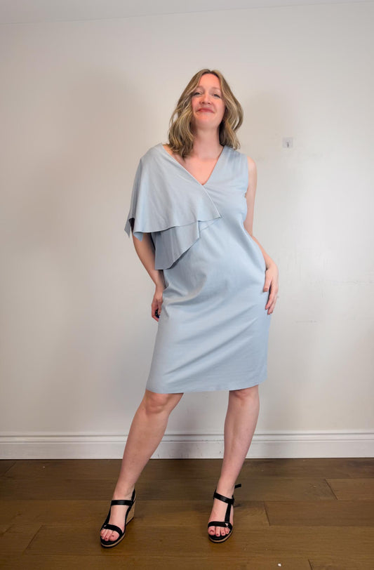 COS Asymmetric Draped Mini Dress in Blue NWT (Size L)