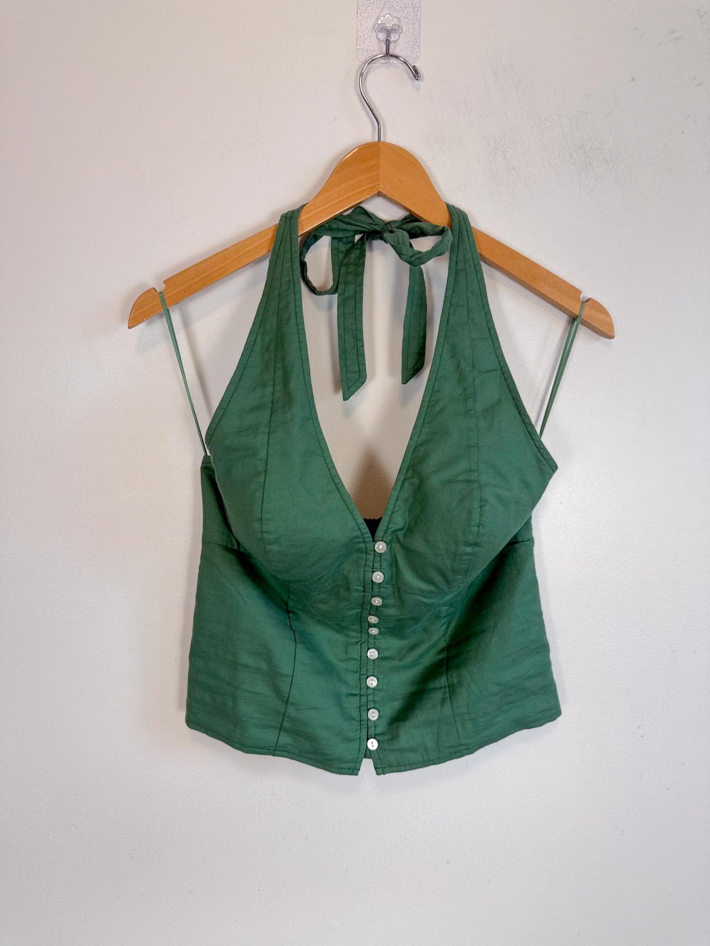 Abercrombie & Fitch "Button-Front Halter Top in Green" NWT (Size M)