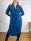 THE FOLD London Designer Long Sleeve Wrap Dress in Teal (Size XL)
