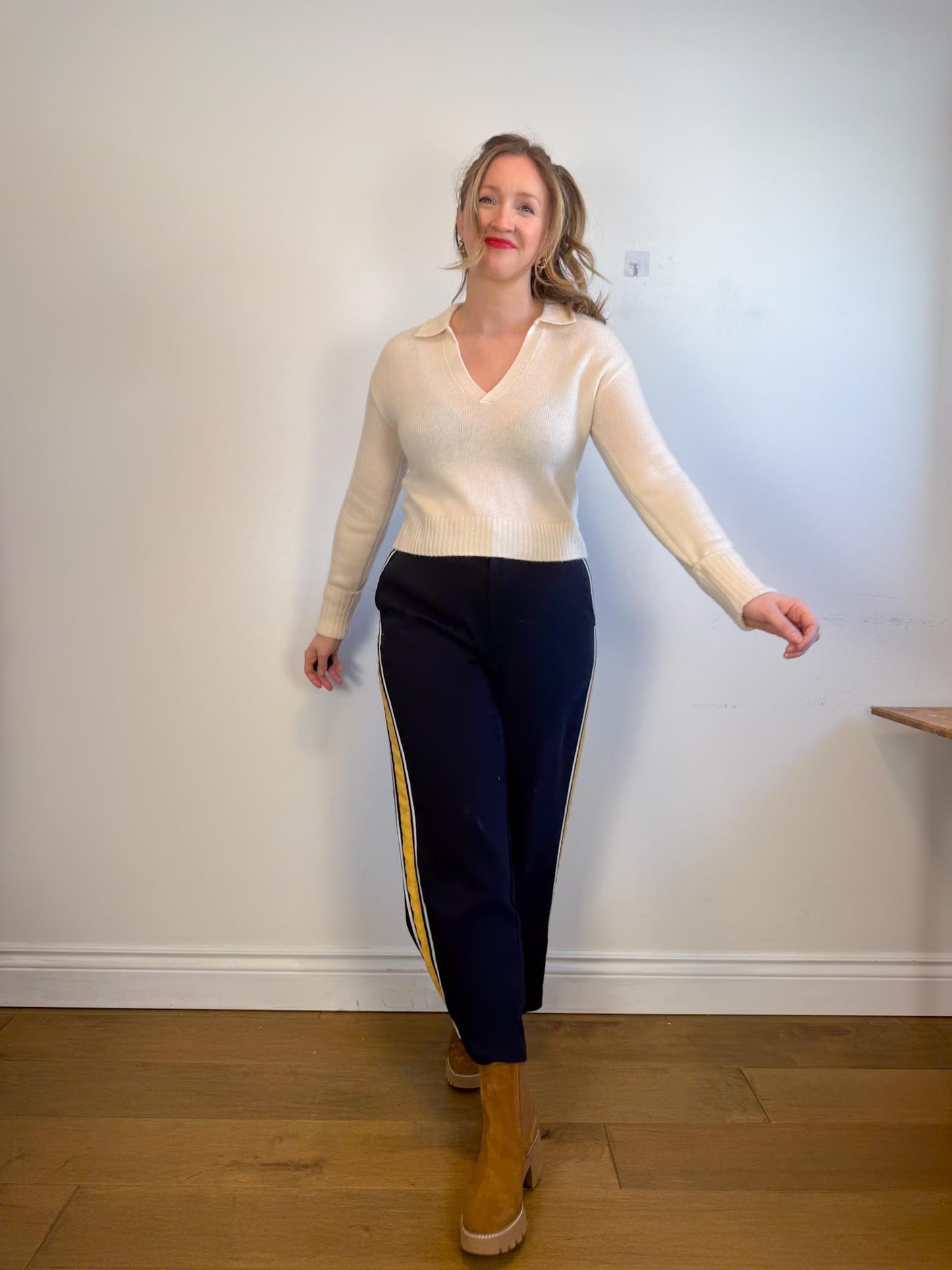 PAIGE "Maxi Cashmere Cropped Sweater in Cream" (Size XS-S)