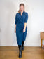 THE FOLD London Designer Long Sleeve Wrap Dress in Teal (Size XL)