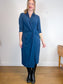 THE FOLD London Designer Long Sleeve Wrap Dress in Teal (Size XL)