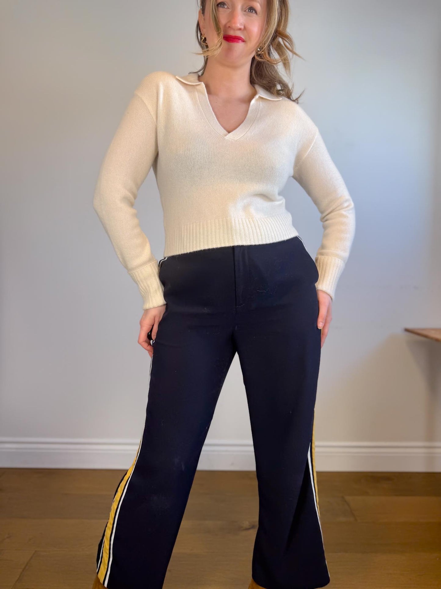 PAIGE "Maxi Cashmere Cropped Sweater in Cream" (Size XS-S)