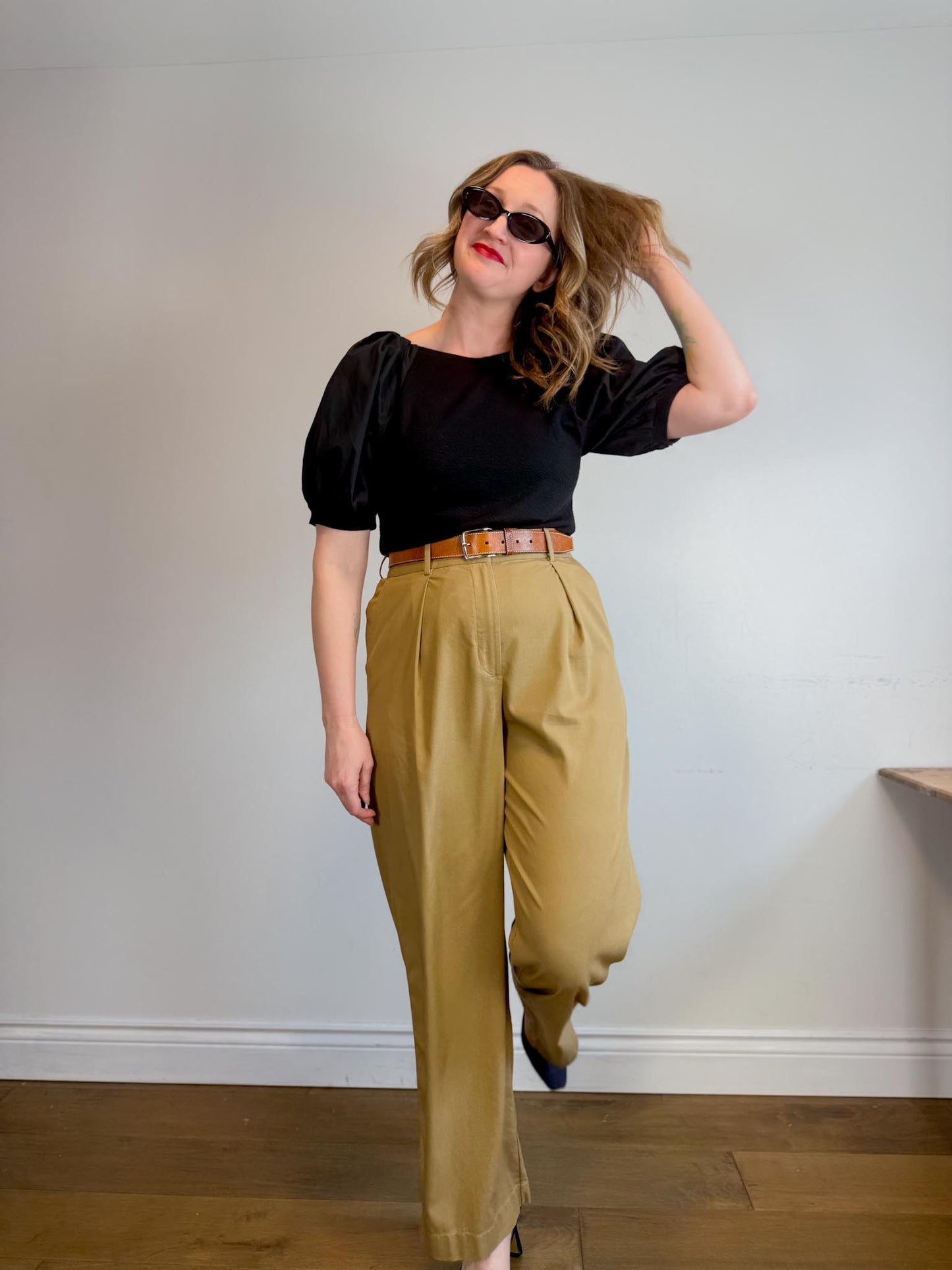 Lululemon High Rise Wide Leg Trousers in Golden Beige (Size 10)