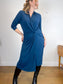 THE FOLD London Designer Long Sleeve Wrap Dress in Teal (Size XL)