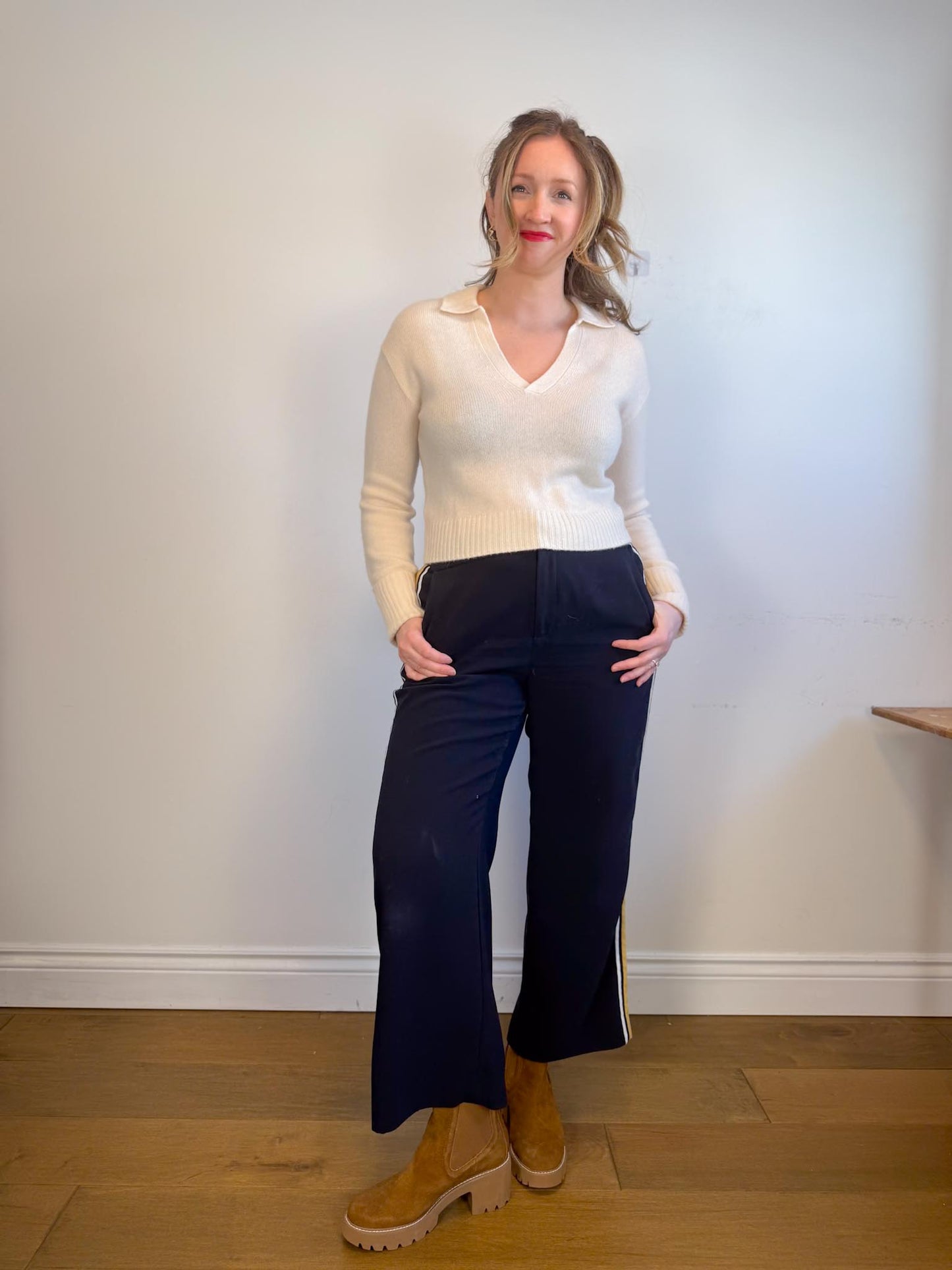 PAIGE "Maxi Cashmere Cropped Sweater in Cream" (Size XS-S)